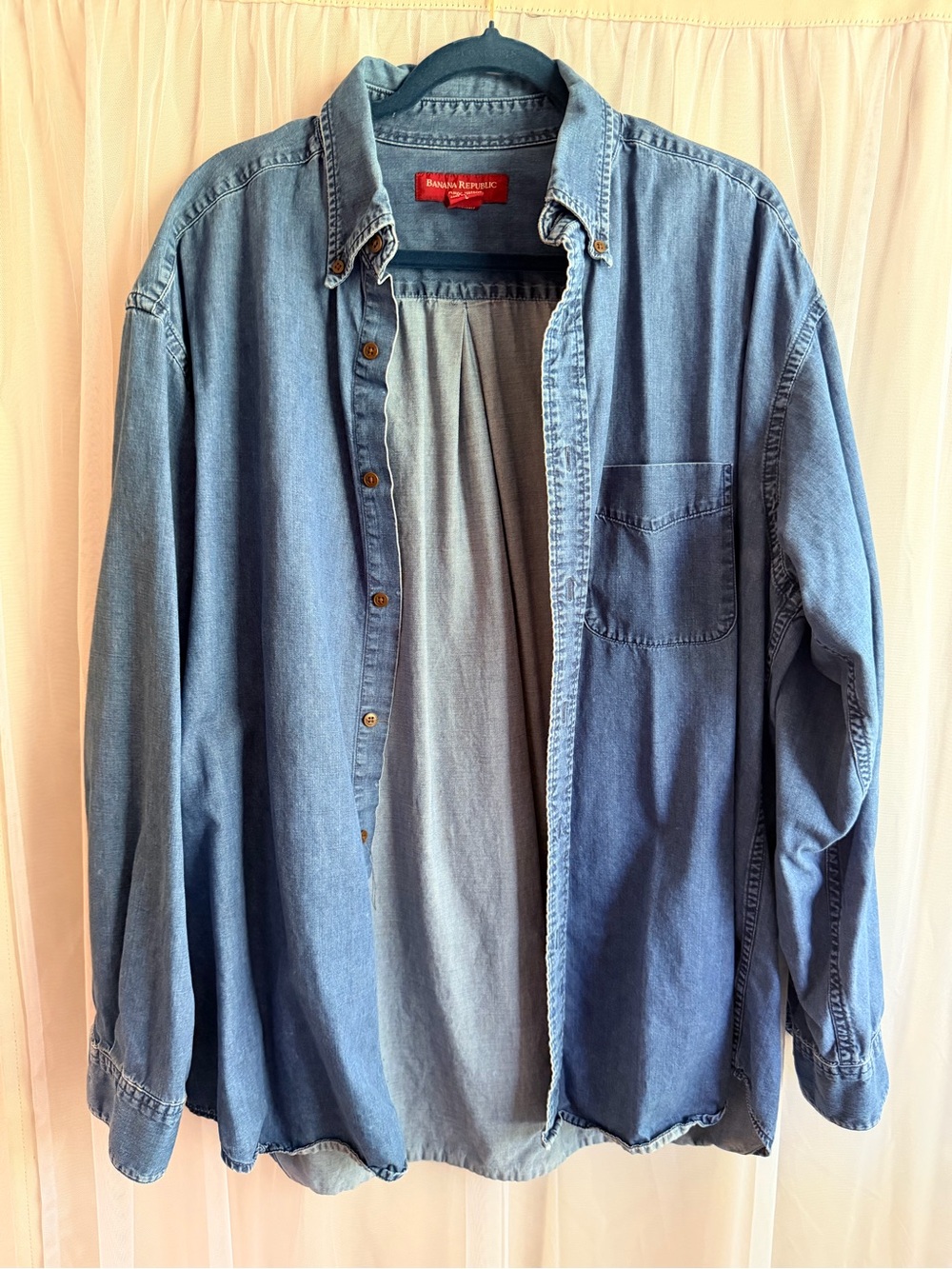 Banana Republic Men's Light Blue Denim Button-Down Shirt